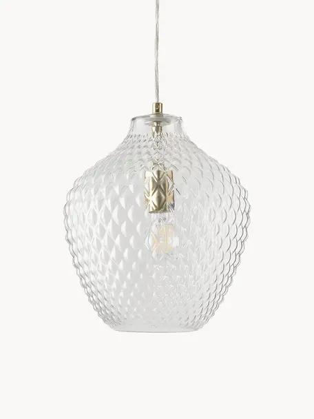 Lampa wisząca ze szkła Lee, Odcienie mosiądzu, transparentny, Ø 27 x W 33 cm