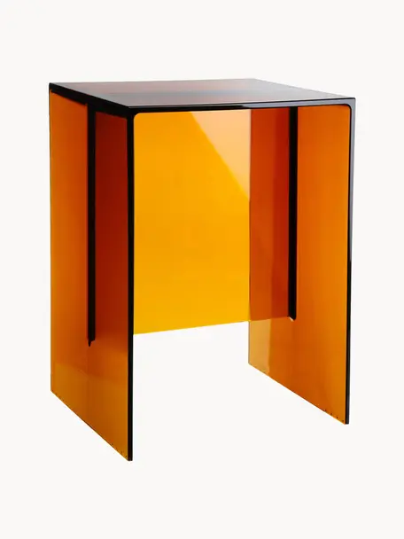 Design Beistelltisch Max-Beam, Durchfärbtes, transparentes Polypropylen, Greenguard-zertifiziert, Orange, B 33 x H 47 cm