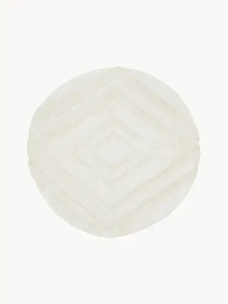 Tapis rond shaggy moelleux texturé Magda, Blanc crème, Ø 120 cm (taille M)