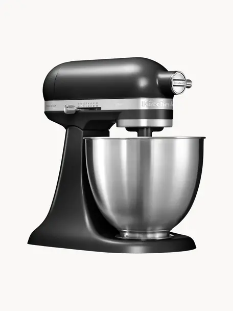 Küchenmaschine Mini, Gehäuse: Zinkdruckguss, Schüssel: Edelstahl, Schwarz, matt, B 31 x H 31 cm