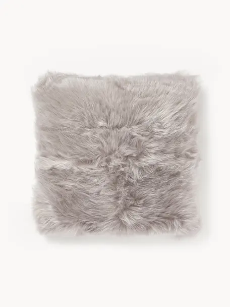 Housse de coussin 40x40 imitation fourrure Mathilde, Gris clair, larg. 40 x long. 40 cm