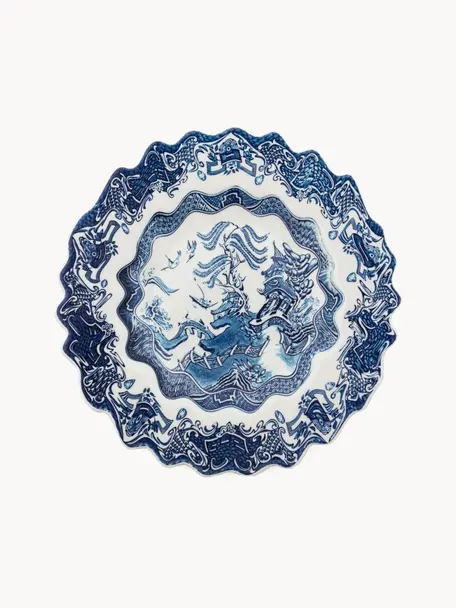 Plato postre de porcelana Classic On Acid, Porcelana, Blanco, tonos azules, Ø 22 cm