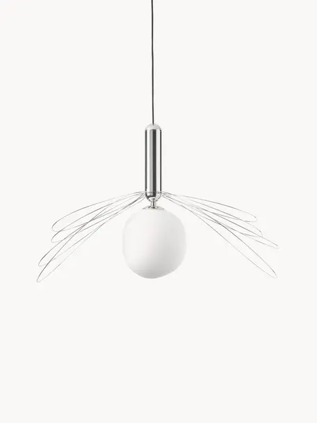 Grande suspension Dela, Blanc, argenté, Ø 21 x haut. 26 cm