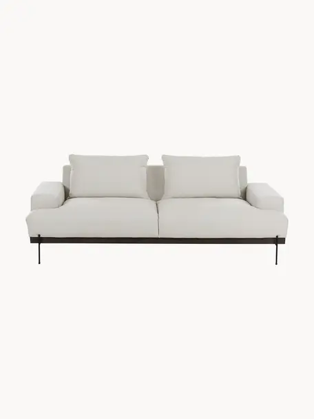 Sofa Brooks (3-Sitzer) mit Metall-Füssen, Bezug: Polyester Der Bezug ist n, Gestell: Massives Kiefernholz, FSC, Rahmen: Lackiertes Kiefernholz, F, Webstoff Hellbeige, B 230 x T 98 cm