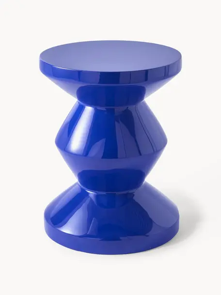 Kulatý odkládací stolek Zig Zag, Lakovaná umělá hmota, Královská modrá, Ø 36 cm, V 46 cm