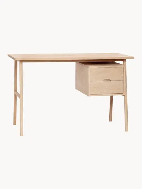 Dřevěný psací stůl Architect, Dubová dýha, dubové dřevo, Dubové dřevo, Š 120 cm, H 57 cm