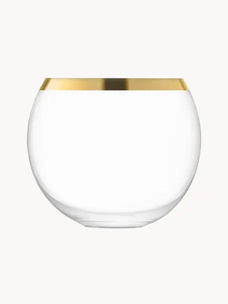 Mundgeblasene Cocktailgläser Luca, 2 Stück, Glas, Transparent, Goldfarben, Ø 9 x H 8 cm, 330 ml