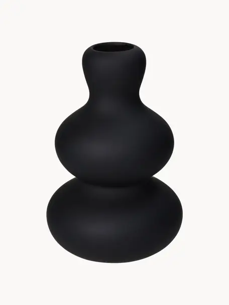 Vase design de forme organique Fine, haut. 20 cm, Grès cérame, Noir, Ø 14 x haut. 20 cm