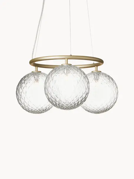 Lámpara de techo de vidrio Miira, Cable: plástico, Dorado, transparente, Ø 54 x Al 25 cm