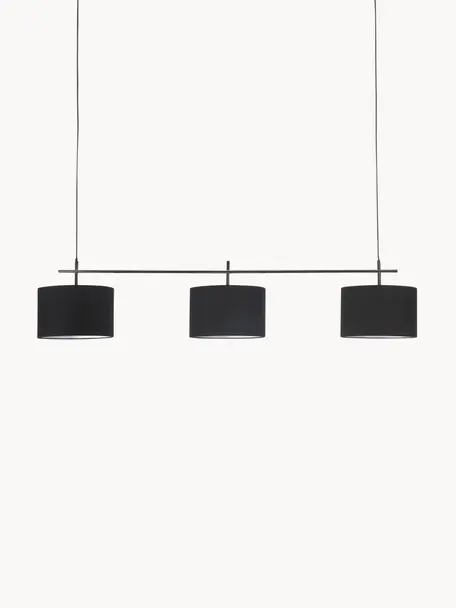 Lámpara de techo grande Liara, Estructura: metal cepillado, Fijación: metal cepillado, Cable: cubierto en tela, Negro, An 140 x Al 90 cm