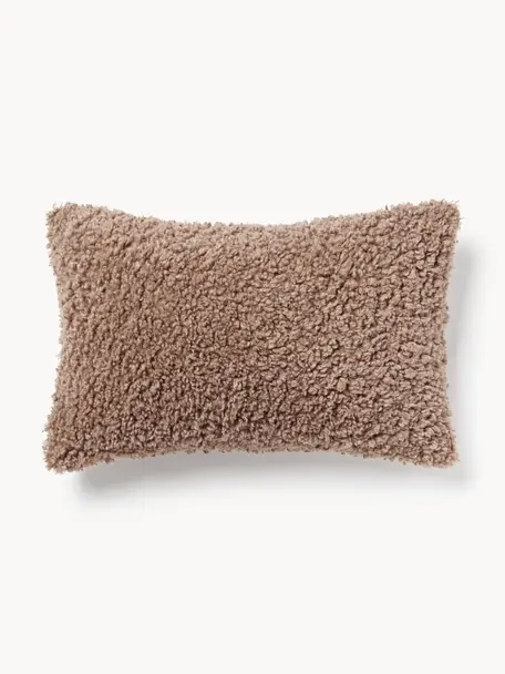 Housse de coussin en tissu peluche Dotty, 100 % polyester (tissu peluche), Nougat, larg. 30 x long. 50 cm