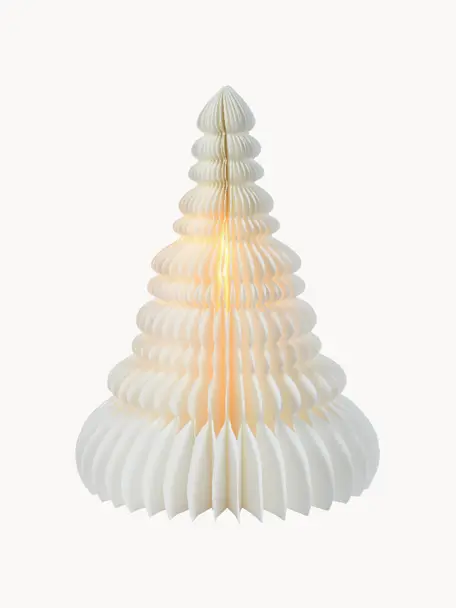 Sapin de Noël LED en papier Wish, Papier, Blanc crème, Ø 32 x haut. 40 cm