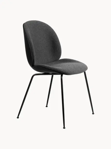 Krzesło tapicerowane Beetle, Tapicerka: 100% poliester, Nogi: stal powlekana, Antracytowy, czarny matowy, S 56 x G 58 cm