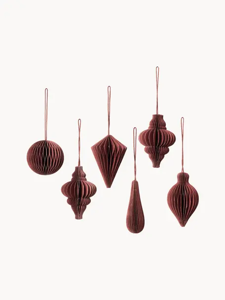 Set 6 addobbi per albero Julet, Cartoncino, Rosso, Ø 5 x Alt. 7 cm