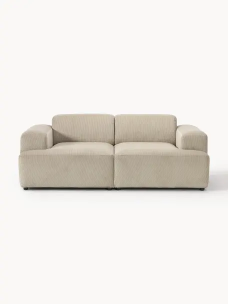 Cord-Sofa Melva (2-Sitzer), Bezug: Cord (92% Polyester, 8% P, Gestell: Massives Kiefernholz, Spa, Cord Hellbeige, B 198 x T 101 cm