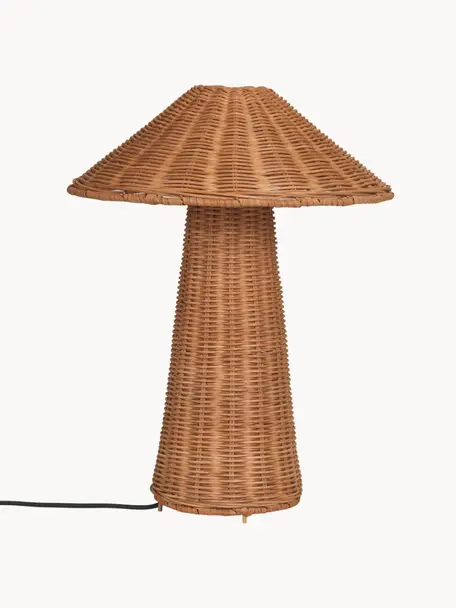 Ručně vyrobená stolní lampa z ratanu Dou, Hnědá, Š 30 cm, V 40 cm