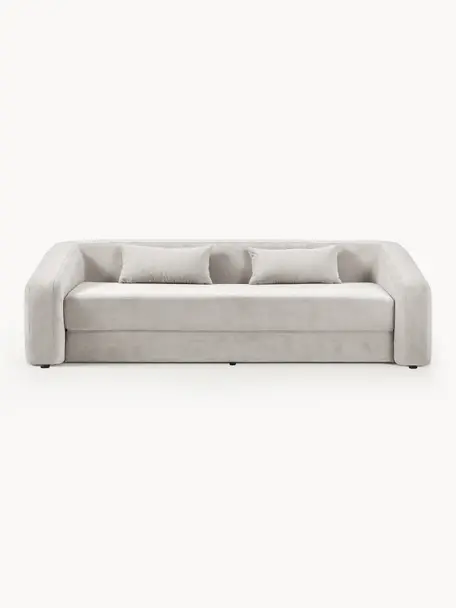 Divano letto 3 posti Eliiot, Rivestimento: 88% poliestere, 12% nylon, Piedini: plastica, Tessuto grigio chiaro, Larg. 230 x Alt. 70 cm