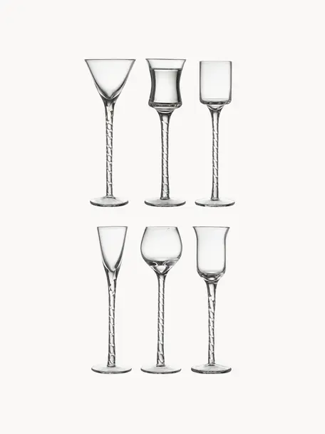Bicchierini per liquore in vetro soffiato Rom 6 pz, Vetro, Trasparente, Set in varie misure