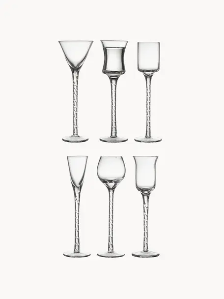 Mundgeblasene Schnapsgläser Rom, 6er-Set, Glas, Transparent, Set mit verschiedenen Grössen