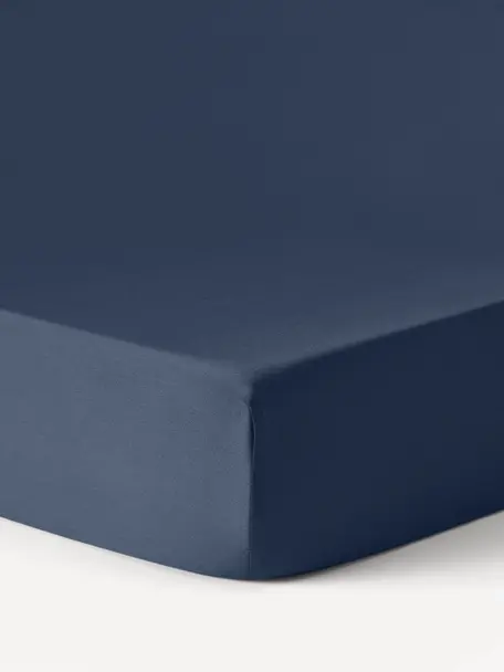 Topper hoeslaken Comfort, katoensatijn, Weeftechniek: satijn Draaddichtheid 300, Donkerblauw, B 90 x L 200 cm, H 15 cm