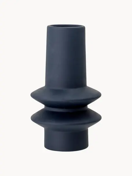 Petit vase design en grès Isold, haut. 22 cm, Grès cérame, Bleu foncé, Ø 13 x haut. 22 cm