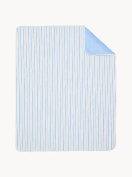 Strand- en picknickkleed Le Weekend, 100% polyester, Gebroken wit, lichtblauw, dunne strepen, B 140 x L 175 cm