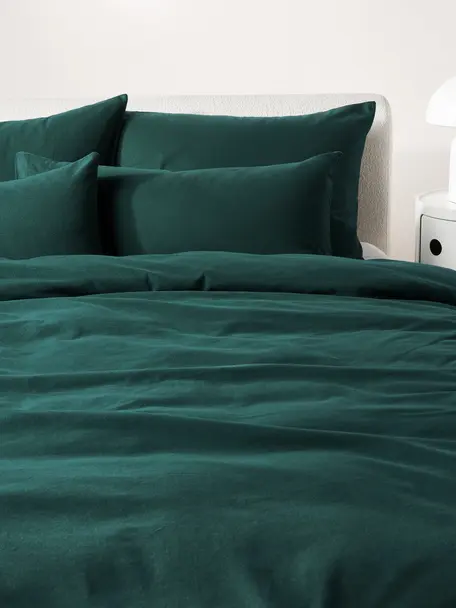 Flanell-Bettdeckenbezug Biba, Webart: Flanell Flanell ist ein k, Dunkelgrün, B 135 x L 200 cm