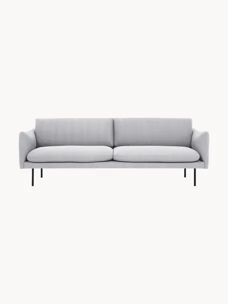 Sofa Moby (3-Sitzer), Bezug: Polyester Der hochwertige, Gestell: Massives Kiefernholz, Webstoff Hellgrau, B 220 x T 95 cm