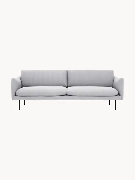 Sofa Moby (3-Sitzer), Bezug: Polyester Der hochwertige, Gestell: Massives Kiefernholz, Füße: Metall, pulverbeschichtet, Webstoff Hellgrau, B 220 x T 95 cm