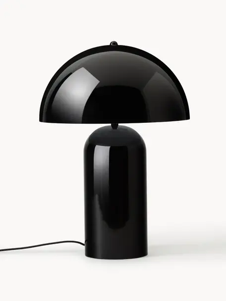 Velká retro stolní lampa Walter, Lesklá černá, Ø 38 cm, V 55 cm