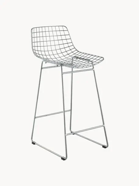 Kovová vysoká stolička Wire, Pochrómovaný kov, Odtiene striebornej, Š 56 x V 86 cm