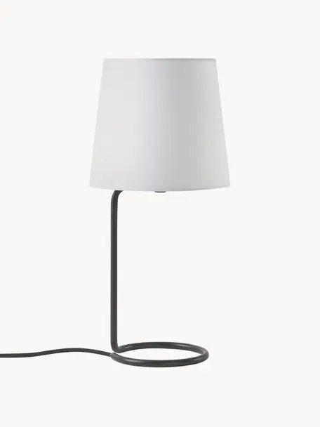Lampada da tavolo Cadè, Paralume: tessuto, Base della lampada: metallo verniciato a polv, Bianco, nero, Ø 19 x Alt. 42 cm