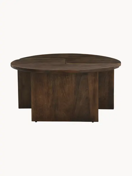 Okrúhly konferenčný stolík z mangového dreva Match, 2 diely, Mangové drevo, Tmavé mangové drevo, Ø 90 cm