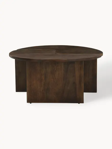 Okrúhly konferenčný stolík z mangového dreva Match, 2 ks, Mangové drevo, Tmavé mangové drevo, Ø 90 cm