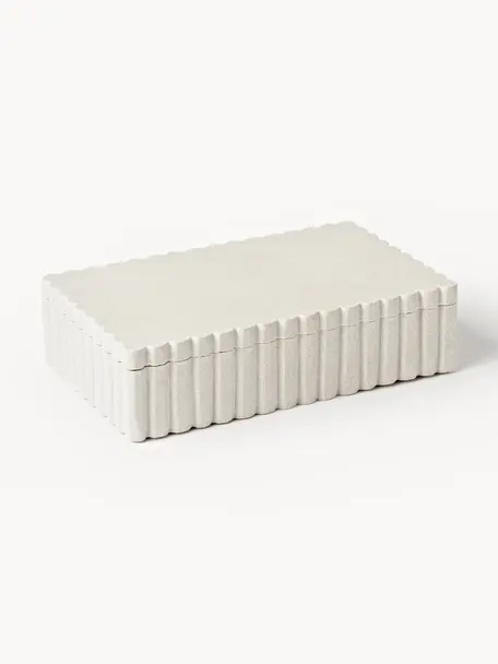 Aufbewahrungsbox Rita mit geriffeltem Rand, Sandstein, Off White, B 20 x H 5 cm