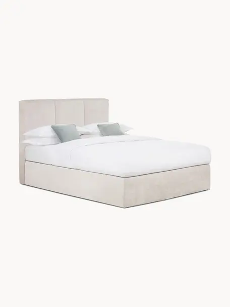 Łóżko kontynentalne Oberon, Nogi: tworzywo sztuczne, Beżowa tkanina, S 160 x D 200 cm, stopień twardości H2