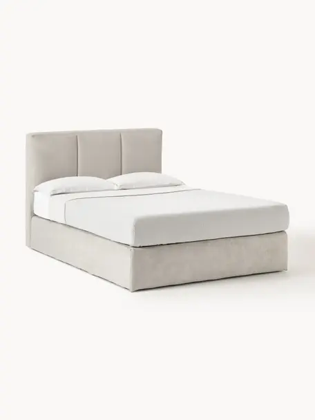 Cama continental Oberon, Patas: plástico Este producto es, Tejido beige, An 160 x L 200 cm, dureza H2