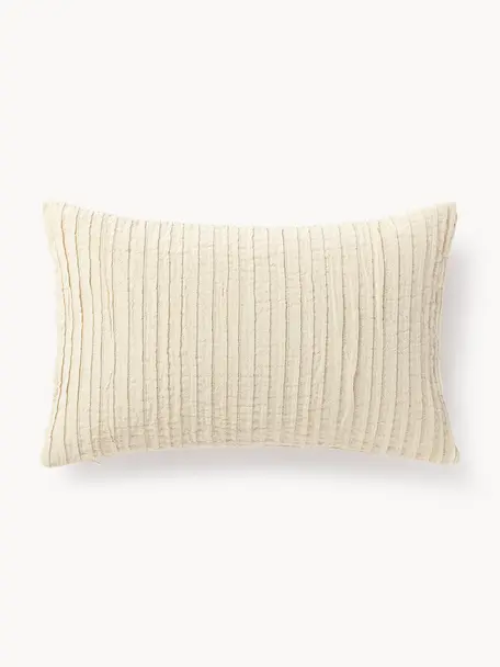 Housse de coussin en coton avec motif plissé Artemis, 99 % coton, 1 % polyester, Blanc crème, larg. 30 x long. 50 cm