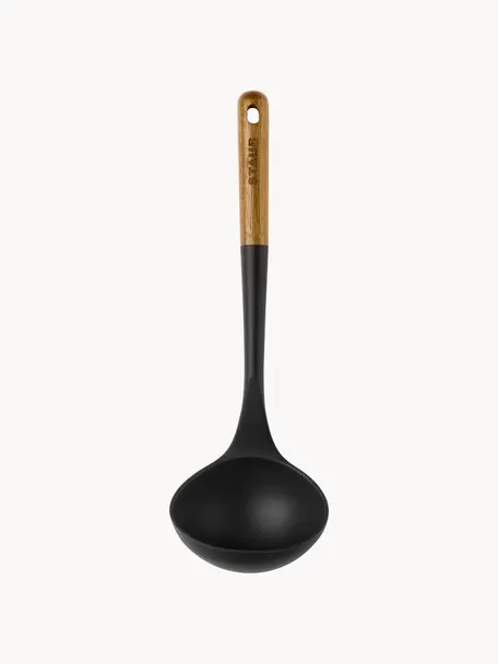 Mestolo con manico in legno d'acacia Cook, Silicone, legno d'acacia, Nero, legno chiaro, Lung. 31 cm