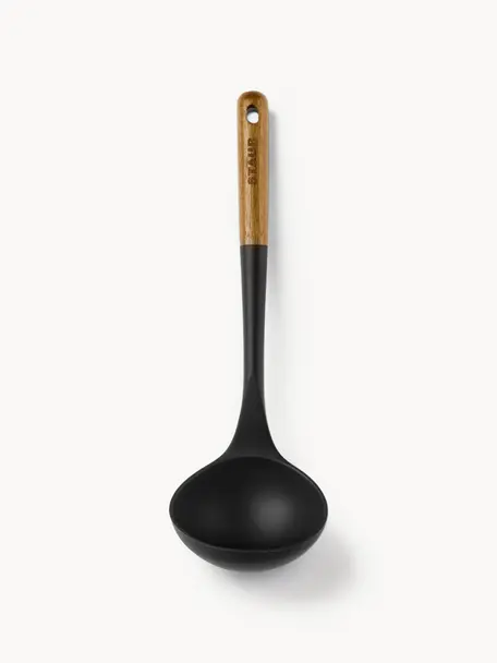 Louche avec manche en acacia Cook, Silicone, bois d'acacia, Noir, bois clair, long. 31 cm