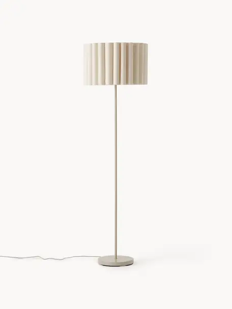 Stojací lampa ze lnu Lucina, Světle béžová, V 152 cm