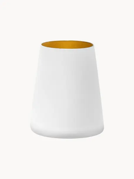 Vasos cóctel de cristal Power, 6 uds., Cristal recubierto, Blanco, dorado, Ø 9 x Al 10 cm, 380 ml
