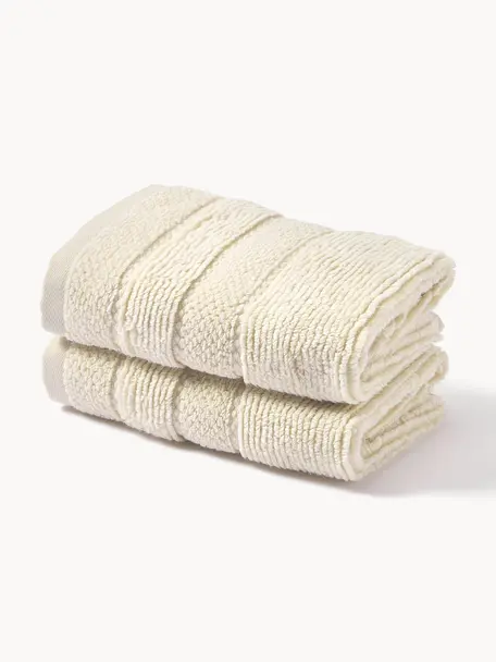Handtuch Luxe in verschiedenen Größen, mit Streifenbordüre, Off White, Handtuch, B 50 x L 100 cm