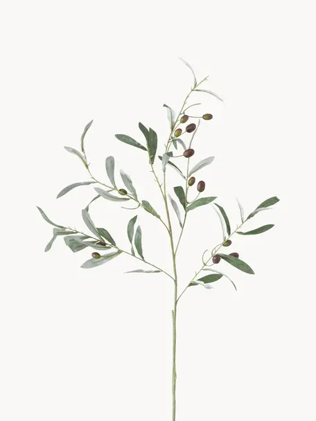 Ručne vyrobená umelá olivová vetvička Olives Garden, Plast, Odtiene zelenej, D 77 cm