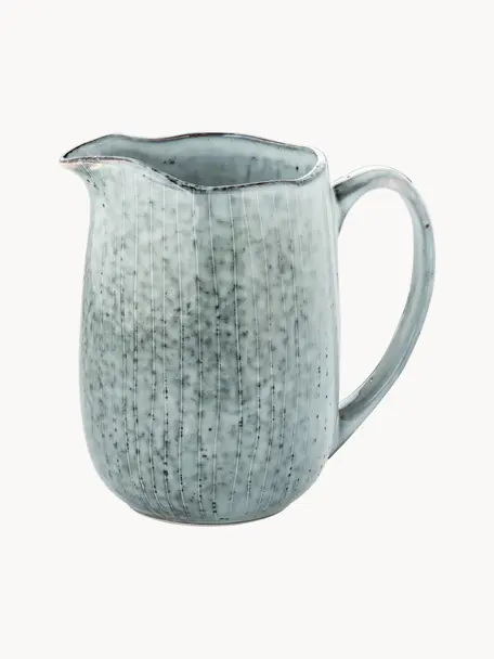Pot à lait artisanal Nordic Sea, 1 L, Grès cérame, Gris-bleu, larg. 17 x haut. 16 cm