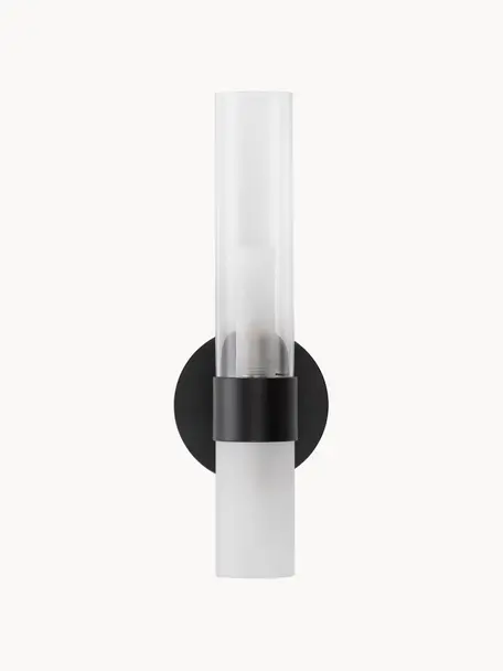 Wandlamp Century met diffuser, Diffuser: glas, Zwart, transparant, B 10 x H 31 cm