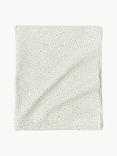 Mantel estamapado Liberté, 100% algodón, Verde salvia y Off White con motivo floral, De 6 a 8 comensales (L 220 x An 140 cm)
