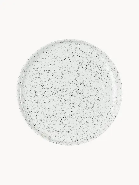 Porseleinen ontbijtbord Poppi, 2 stuks, Porselein, Wit, zwart gespikkeld, Ø 21 x H 2 cm