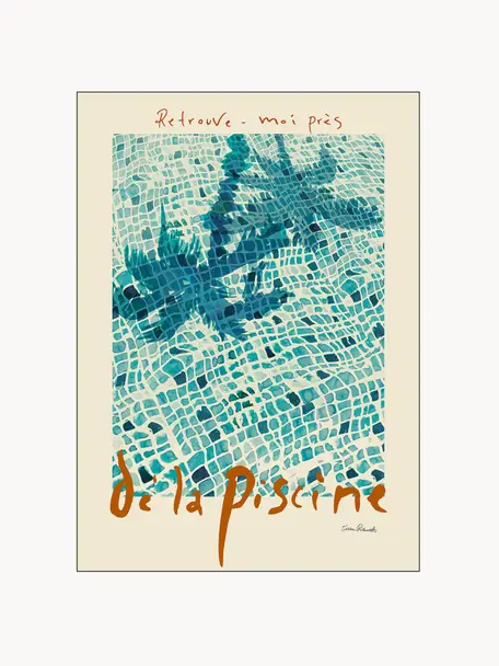 Poster La Piscine, Papier

Ce produit est fabriqué à partir de bois certifié FSC® issu d'une exploitation durable, Vert turquoise, beige clair, larg. 50 x haut. 70 cm