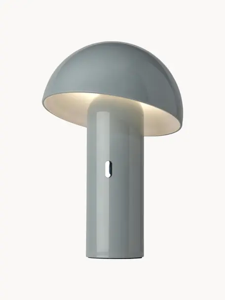 Lampada da tavolo piccola portatile a LED dimmerabile Svamp, Plastica, Grigio blu, Ø 16 x Alt. 25 cm